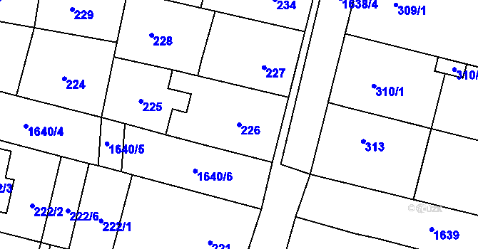 Parcela st. 226 v KÚ Drnovice u Vyškova, Katastrální mapa