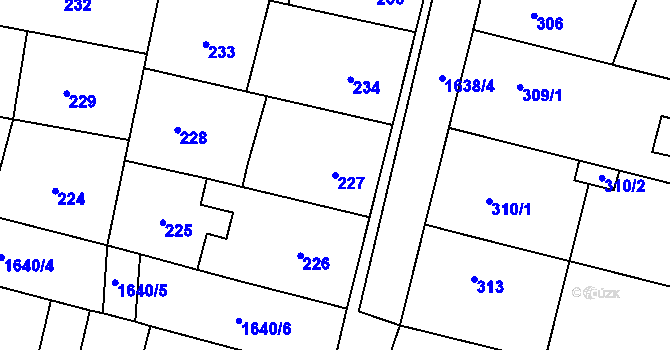 Parcela st. 227 v KÚ Drnovice u Vyškova, Katastrální mapa
