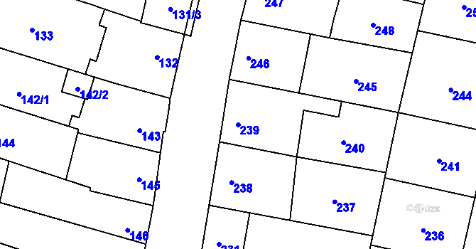 Parcela st. 239 v KÚ Drnovice u Vyškova, Katastrální mapa