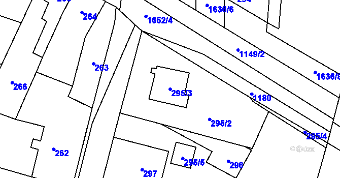 Parcela st. 295/3 v KÚ Drnovice u Vyškova, Katastrální mapa