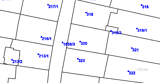 Parcela st. 320 v KÚ Drnovice u Vyškova, Katastrální mapa