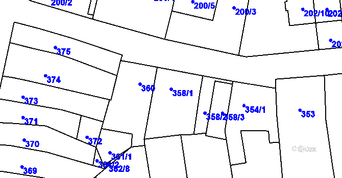Parcela st. 358/1 v KÚ Drnovice u Vyškova, Katastrální mapa