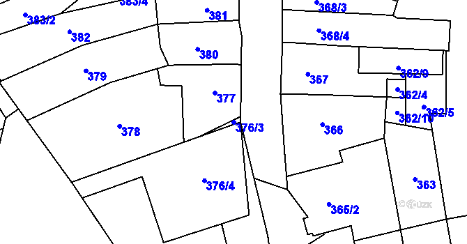 Parcela st. 376/3 v KÚ Drnovice u Vyškova, Katastrální mapa