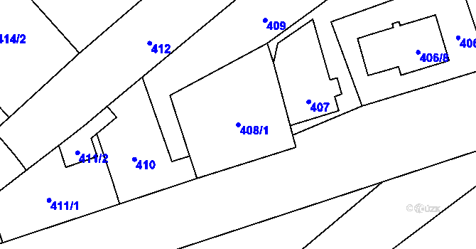 Parcela st. 408/1 v KÚ Drnovice u Vyškova, Katastrální mapa