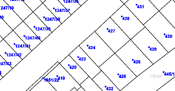 Parcela st. 424 v KÚ Drnovice u Vyškova, Katastrální mapa