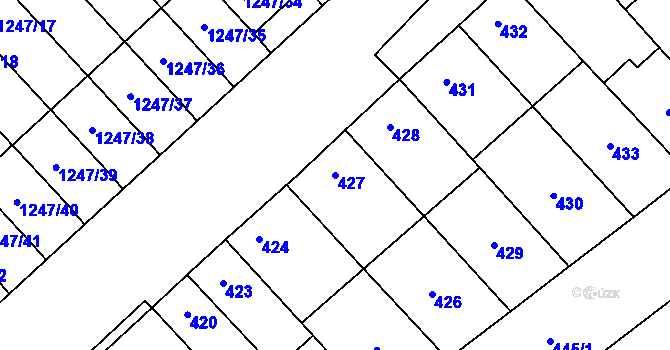 Parcela st. 427 v KÚ Drnovice u Vyškova, Katastrální mapa