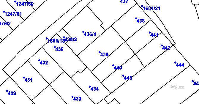 Parcela st. 439 v KÚ Drnovice u Vyškova, Katastrální mapa