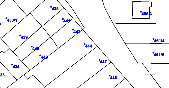 Parcela st. 444 v KÚ Drnovice u Vyškova, Katastrální mapa
