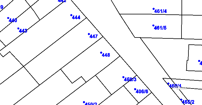 Parcela st. 448 v KÚ Drnovice u Vyškova, Katastrální mapa
