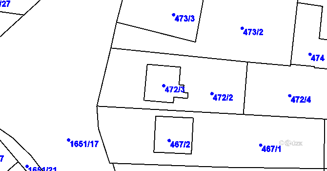 Parcela st. 472/3 v KÚ Drnovice u Vyškova, Katastrální mapa