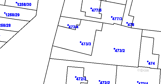 Parcela st. 473/3 v KÚ Drnovice u Vyškova, Katastrální mapa