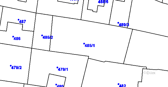 Parcela st. 485/1 v KÚ Drnovice u Vyškova, Katastrální mapa