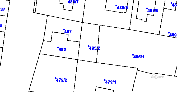 Parcela st. 485/2 v KÚ Drnovice u Vyškova, Katastrální mapa