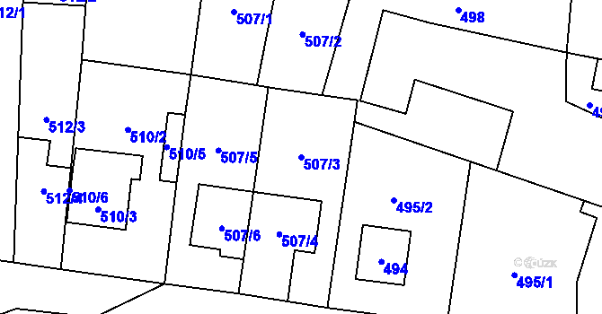Parcela st. 507/3 v KÚ Drnovice u Vyškova, Katastrální mapa