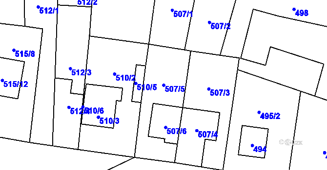 Parcela st. 507/5 v KÚ Drnovice u Vyškova, Katastrální mapa