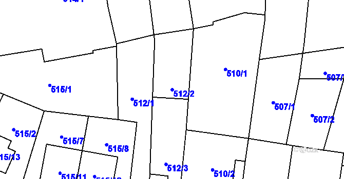 Parcela st. 512/2 v KÚ Drnovice u Vyškova, Katastrální mapa