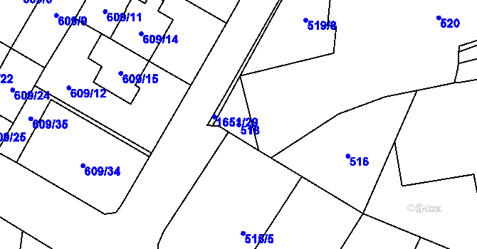 Parcela st. 518 v KÚ Drnovice u Vyškova, Katastrální mapa
