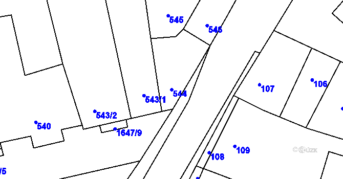 Parcela st. 544 v KÚ Drnovice u Vyškova, Katastrální mapa
