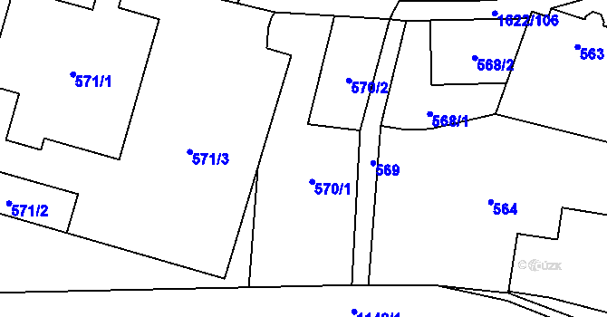 Parcela st. 570 v KÚ Drnovice u Vyškova, Katastrální mapa