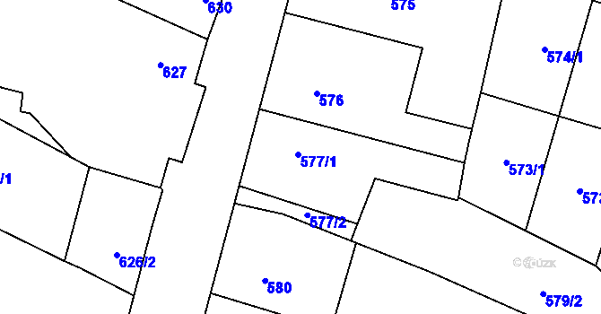 Parcela st. 577 v KÚ Drnovice u Vyškova, Katastrální mapa