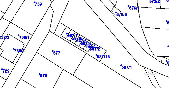 Parcela st. 587/3 v KÚ Drnovice u Vyškova, Katastrální mapa