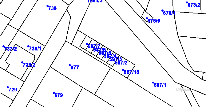 Parcela st. 587/4 v KÚ Drnovice u Vyškova, Katastrální mapa
