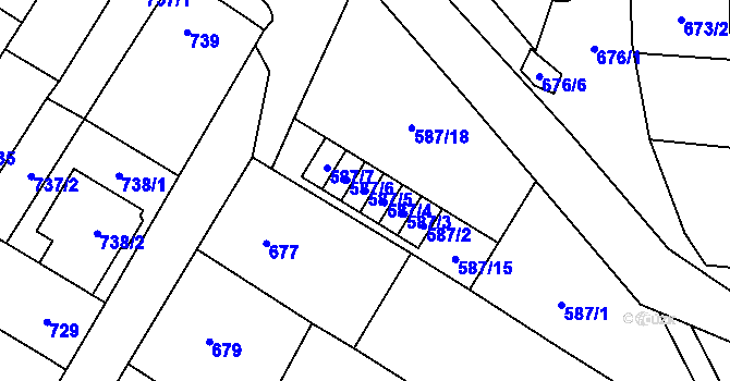 Parcela st. 587/5 v KÚ Drnovice u Vyškova, Katastrální mapa