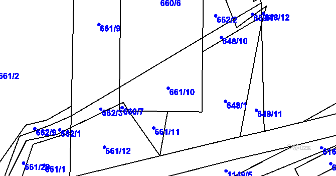 Parcela st. 661/10 v KÚ Drnovice u Vyškova, Katastrální mapa