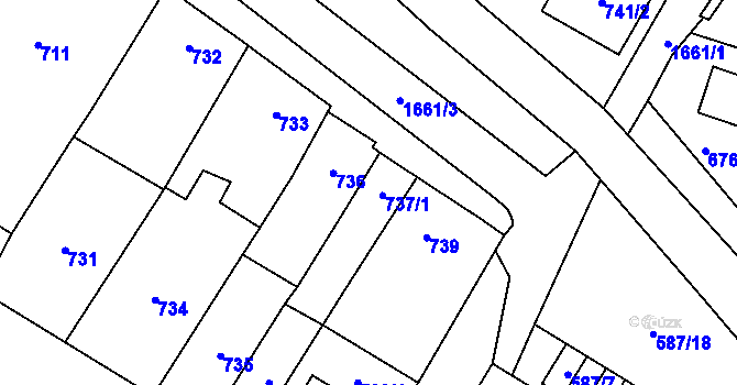 Parcela st. 737 v KÚ Drnovice u Vyškova, Katastrální mapa