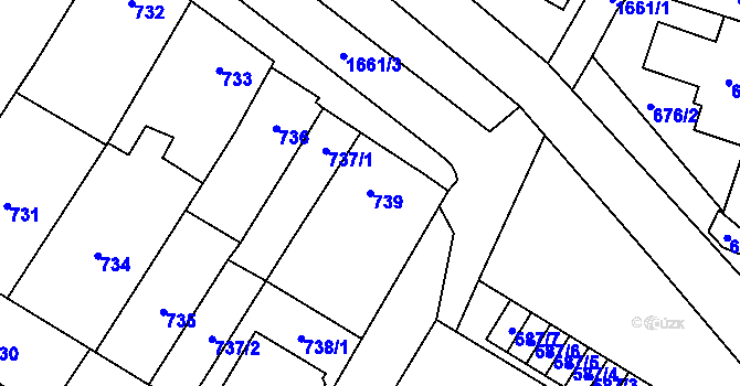 Parcela st. 739 v KÚ Drnovice u Vyškova, Katastrální mapa