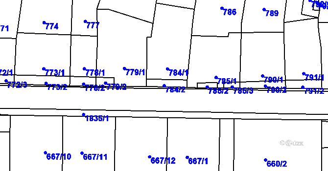 Parcela st. 784/2 v KÚ Drnovice u Vyškova, Katastrální mapa