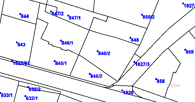 Parcela st. 846/2 v KÚ Drnovice u Vyškova, Katastrální mapa