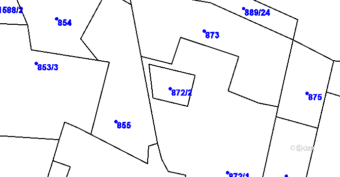 Parcela st. 872/2 v KÚ Drnovice u Vyškova, Katastrální mapa