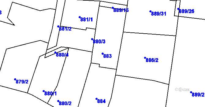 Parcela st. 883 v KÚ Drnovice u Vyškova, Katastrální mapa