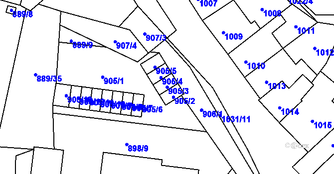 Parcela st. 905/3 v KÚ Drnovice u Vyškova, Katastrální mapa