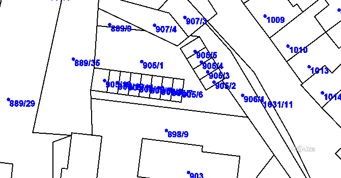 Parcela st. 905/7 v KÚ Drnovice u Vyškova, Katastrální mapa
