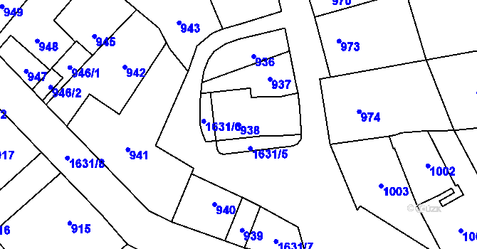 Parcela st. 938 v KÚ Drnovice u Vyškova, Katastrální mapa