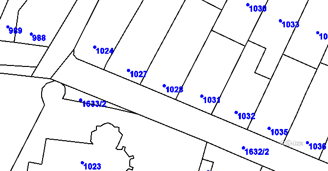 Parcela st. 1028 v KÚ Drnovice u Vyškova, Katastrální mapa