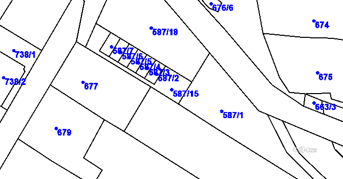 Parcela st. 587/15 v KÚ Drnovice u Vyškova, Katastrální mapa