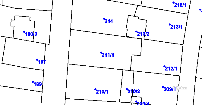 Parcela st. 211/1 v KÚ Drnovice u Vyškova, Katastrální mapa