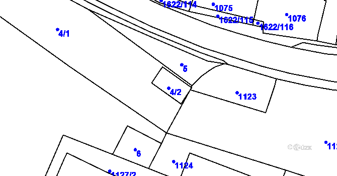 Parcela st. 4/2 v KÚ Drnovice u Vyškova, Katastrální mapa