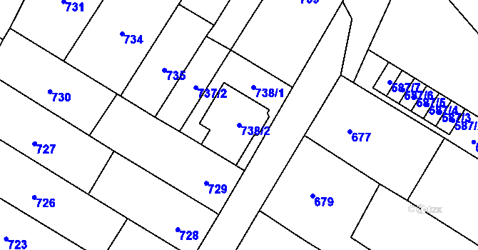 Parcela st. 738/2 v KÚ Drnovice u Vyškova, Katastrální mapa
