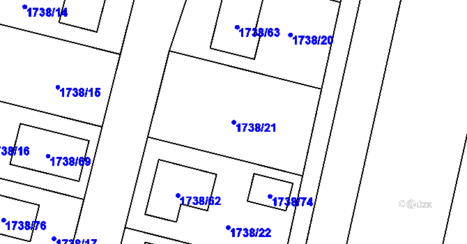 Parcela st. 1738/21 v KÚ Drnovice u Vyškova, Katastrální mapa