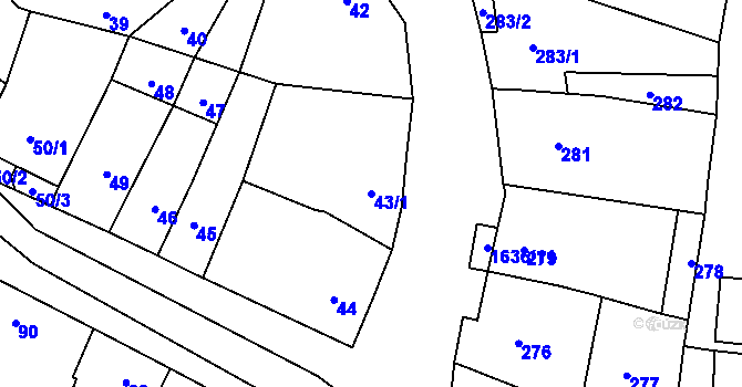 Parcela st. 43/1 v KÚ Drnovice u Vyškova, Katastrální mapa