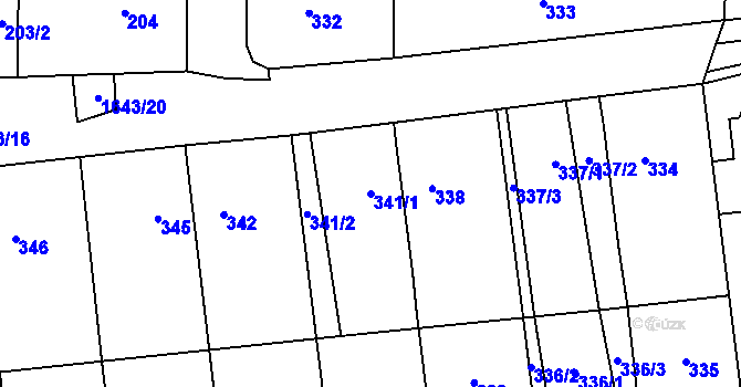 Parcela st. 341/1 v KÚ Drnovice u Vyškova, Katastrální mapa
