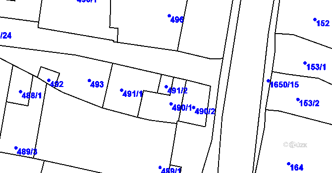 Parcela st. 491/2 v KÚ Drnovice u Vyškova, Katastrální mapa