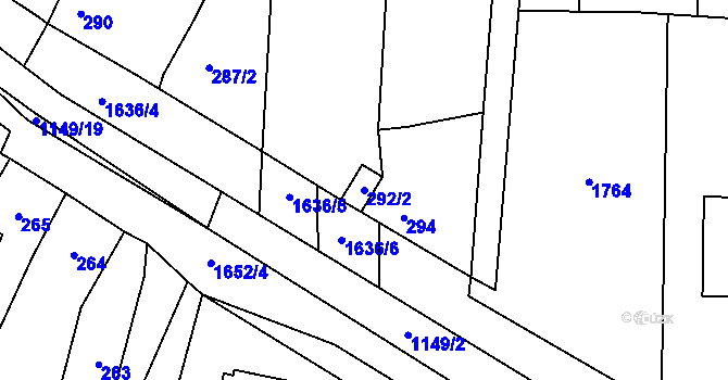 Parcela st. 292/2 v KÚ Drnovice u Vyškova, Katastrální mapa