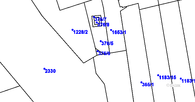 Parcela st. 376/6 v KÚ Drnovice u Vyškova, Katastrální mapa