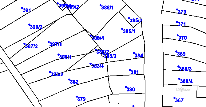 Parcela st. 383/3 v KÚ Drnovice u Vyškova, Katastrální mapa