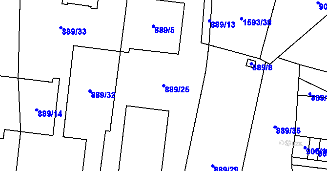 Parcela st. 889/25 v KÚ Drnovice u Vyškova, Katastrální mapa
